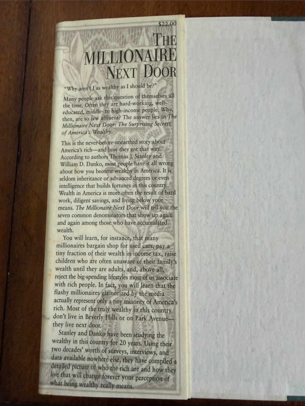 The Millionaire Next Door Hardcover Book - Beige & Black Cover